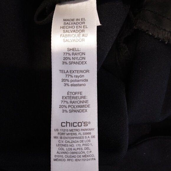 Chico’s Perfect Stretch Black Cropped Pull On Ankle Pants Size S - Picture 8 of 8